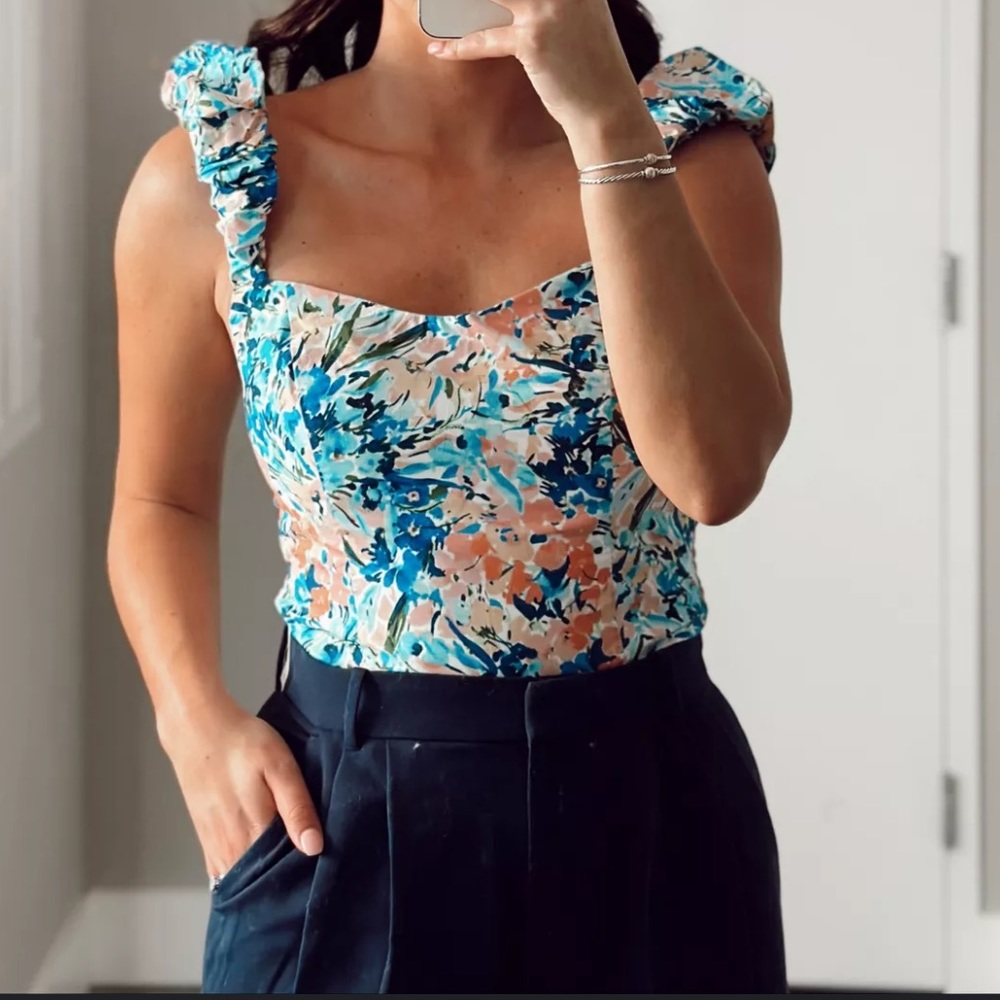 Abercrombie & Fitch Floral Tank Top - Blue and Pink